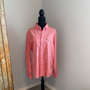 Men's Red Textured Button-Up Shirt